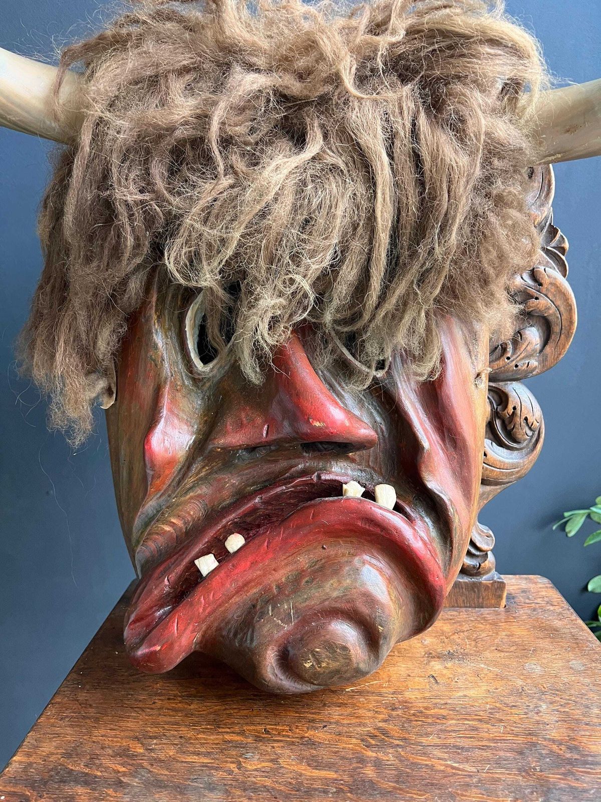 Vintage Folk Art Wall Mask, Switzerland photo buy