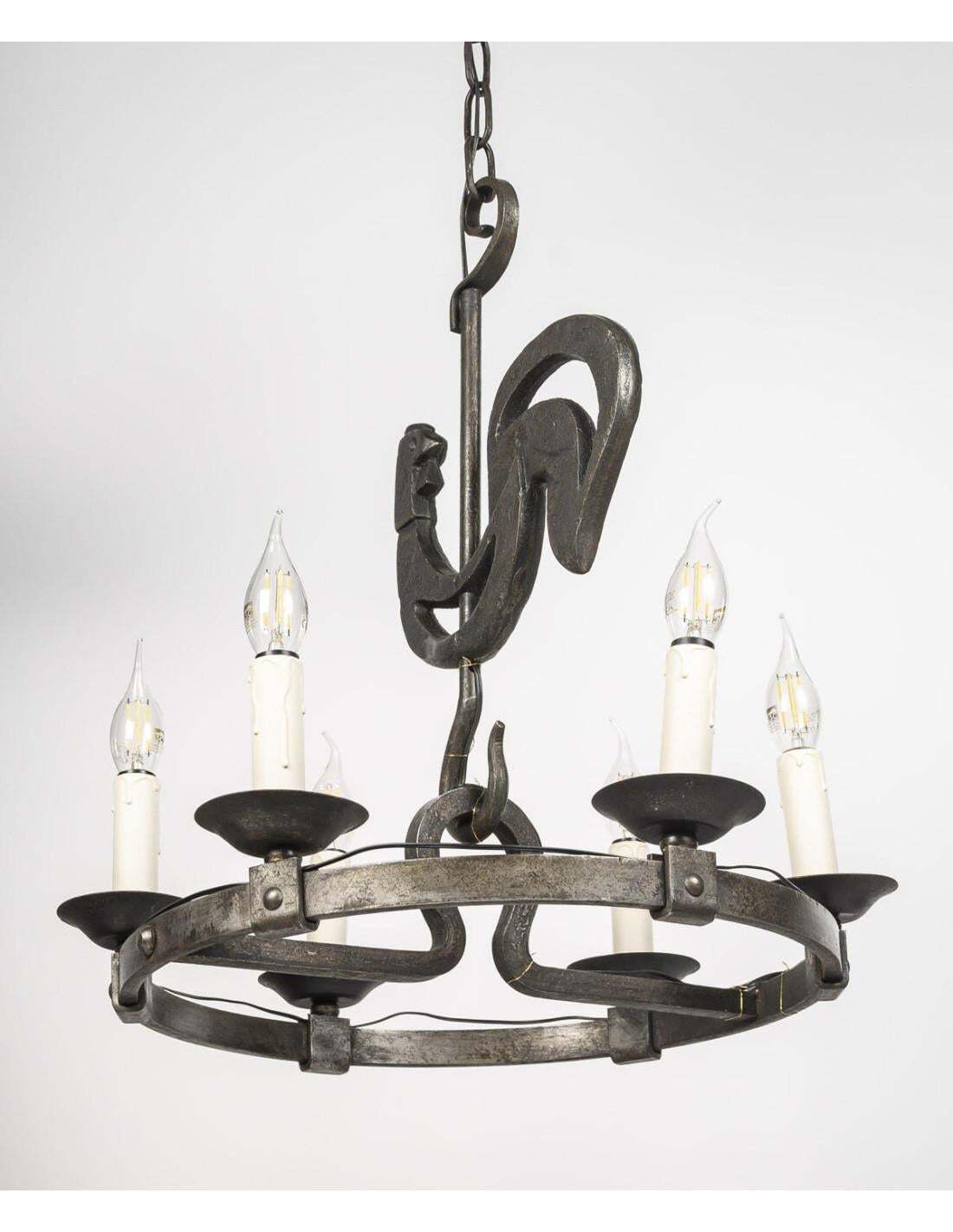 Wrought Iron Chandeliers From The 1950s 1960s By Jean Touret Marolles Workshop photo 10529.0