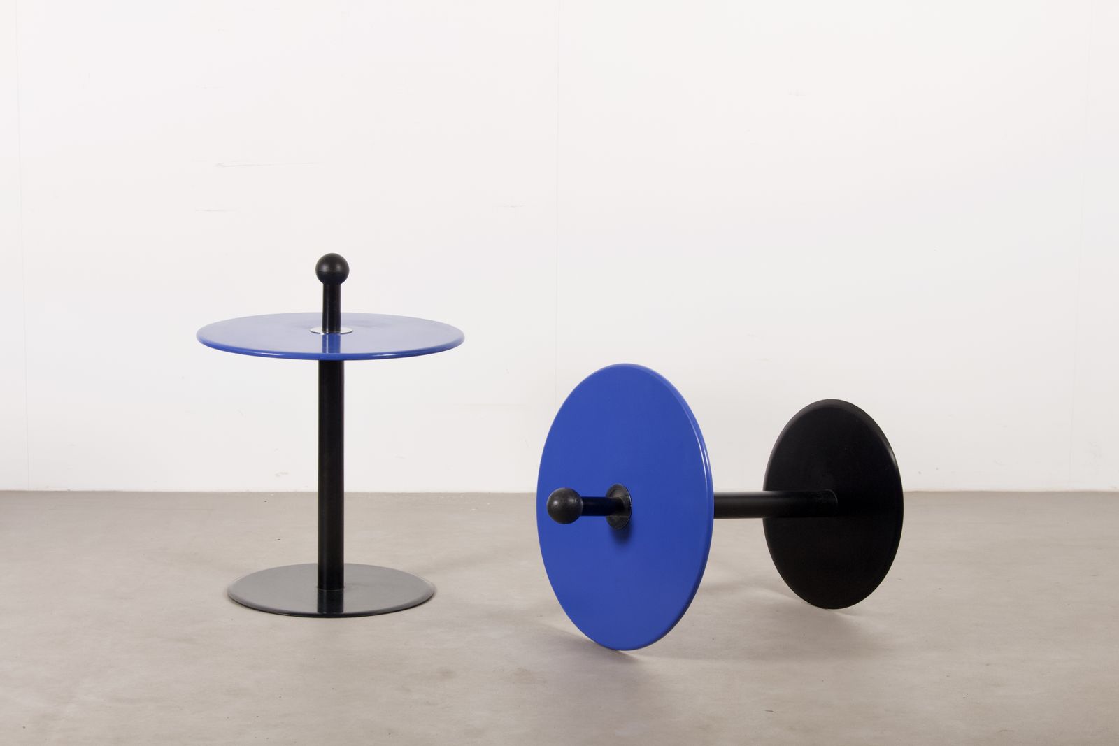 Very Rare Pair Of Blue Metal Side Tables Mod IV For Ikea, Sweden 1993
