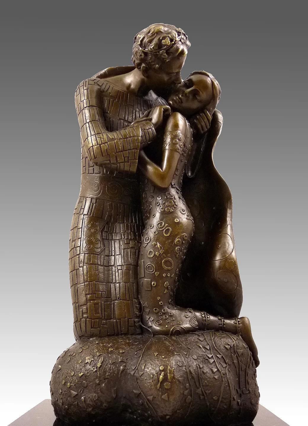 The Kiss   A Stunning Bronze Sculpture Inspired By Gustav Klimt photo for sale