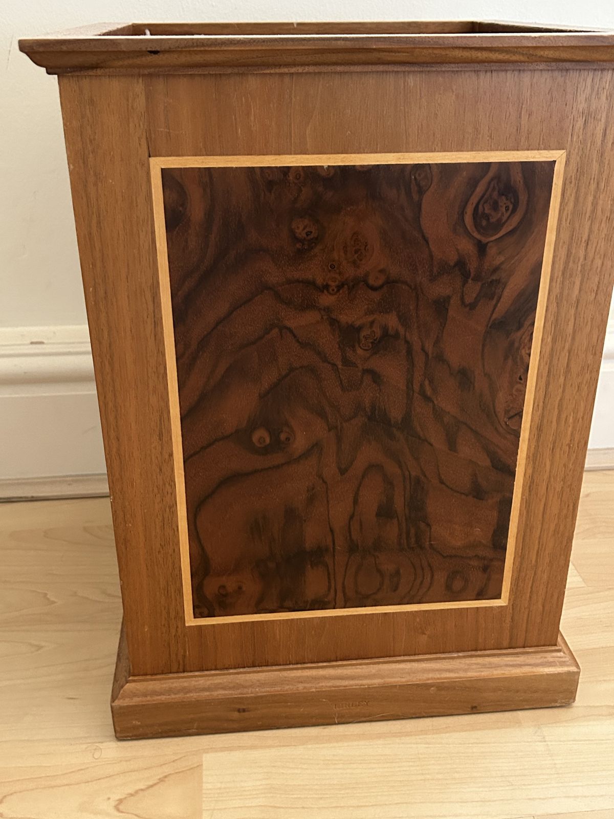 David Linley Alfred Dunhill Waste Paper Bin Burr Walnut , Oak Satinwood Handmade photo vinterior