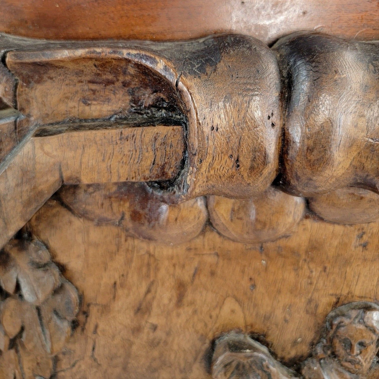 photo for sale Huge 17th C French Baroque Carved Walnut Panel Baptism Of Christ Louis XIII Art