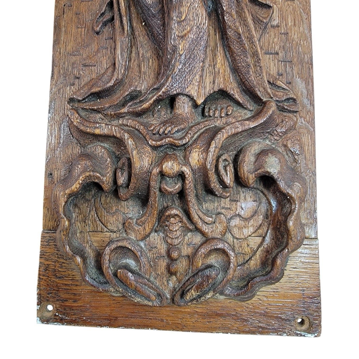 Fine 17th C. Flemish Baroque Carved Oak Panel Allegory Of Faith German Antique photo Art