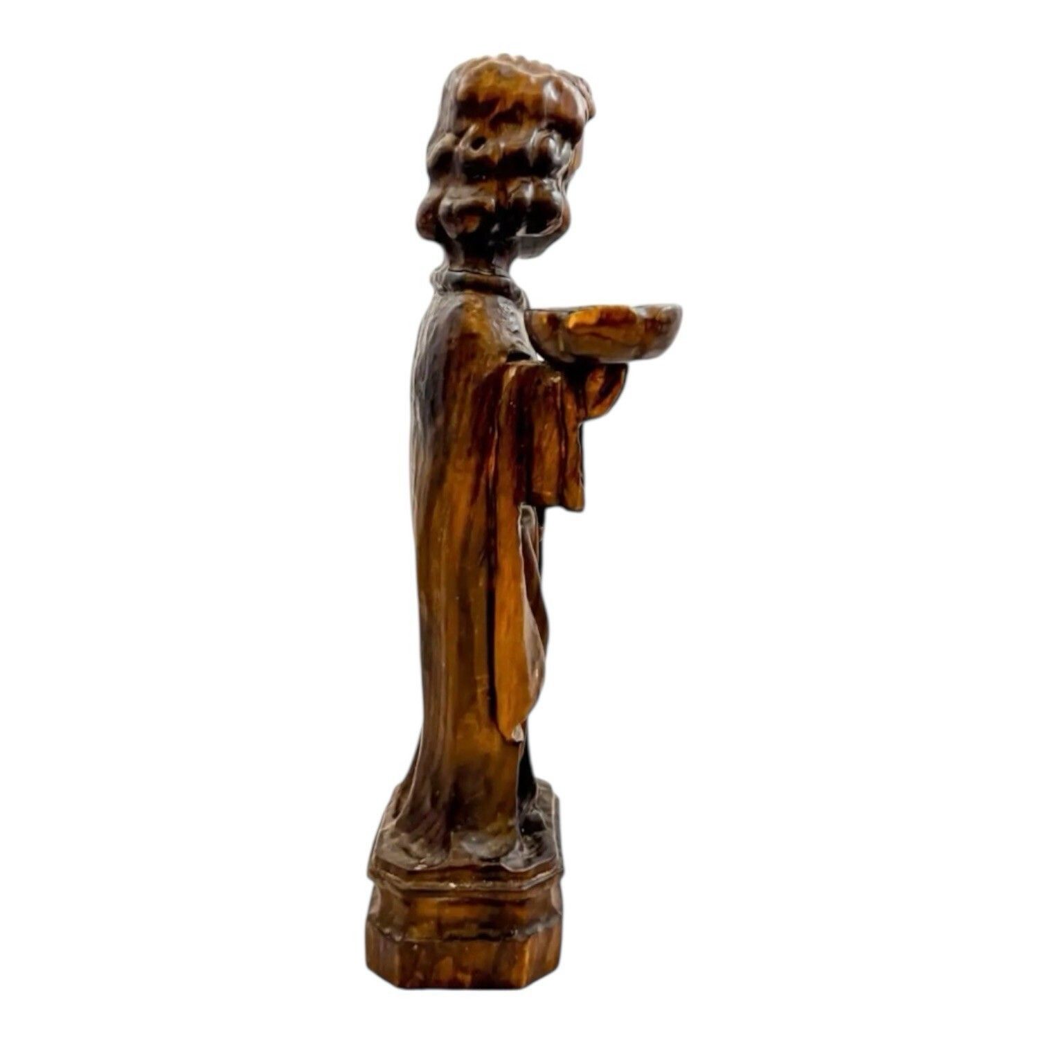 Antique 18th Century Baroque Carved Wood Acolyte Angel Candlestick Figure Italy photo furniture