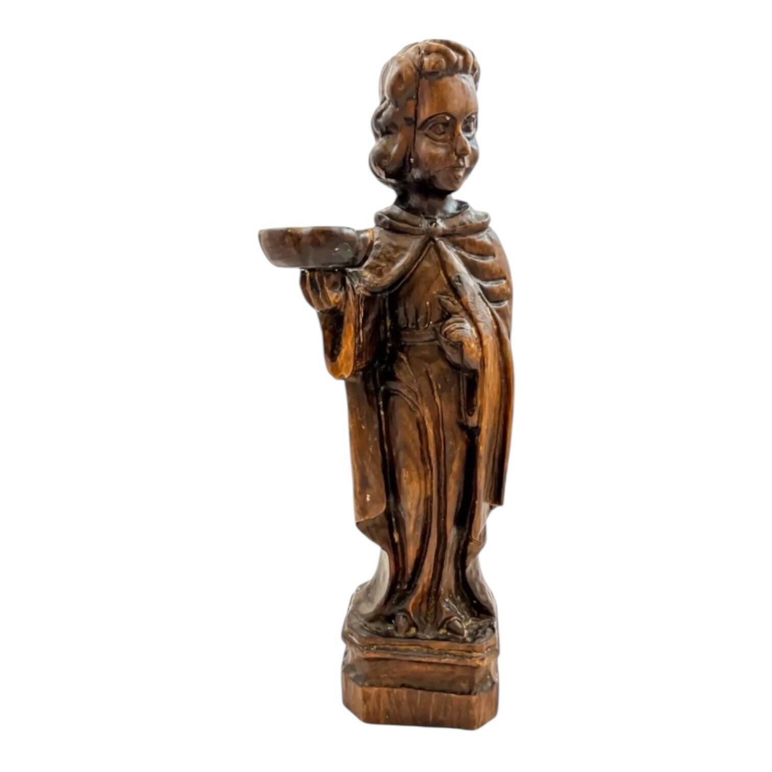 Antique 18th Century Baroque Carved Wood Acolyte Angel Candlestick Figure Italy photo for sale