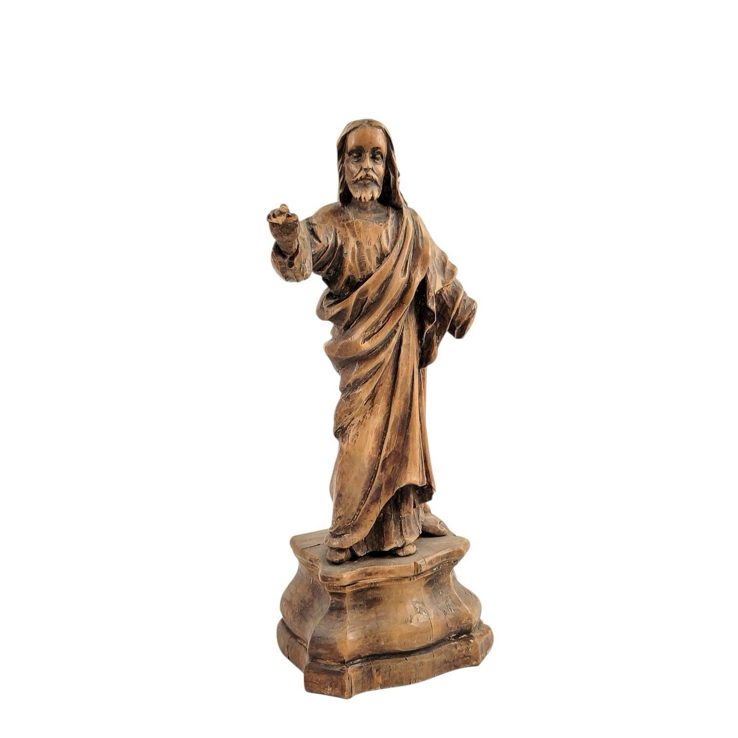 Major Antique 17th/18th C Baroque Carved Wood Christ Statue Altarpiece Figure