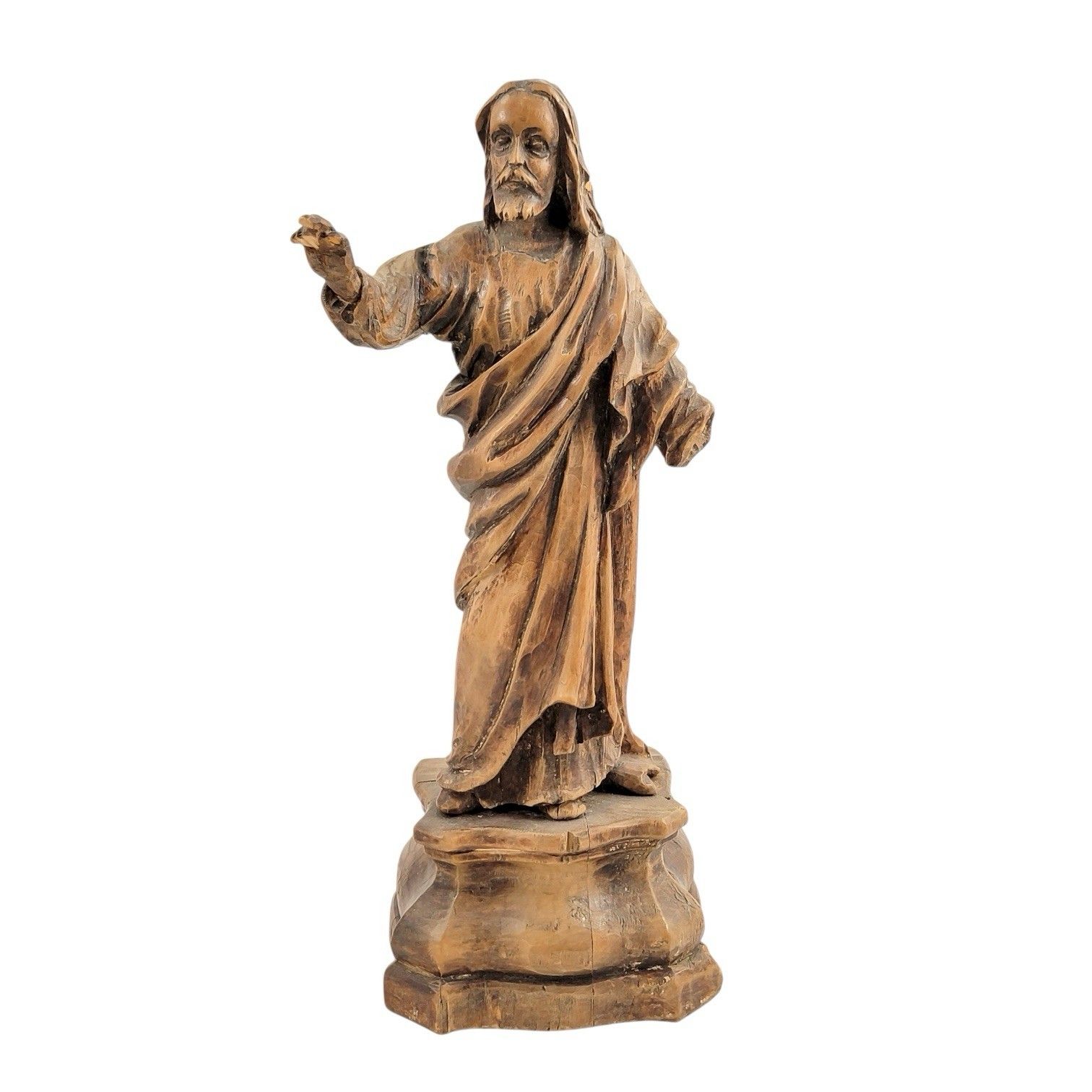 Major Antique 17th/18th C Baroque Carved Wood Christ Statue Altarpiece Figure photo furniture