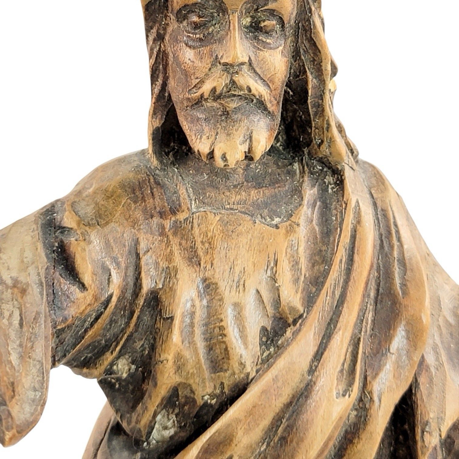 photo furniture Major Antique 17th/18th C Baroque Carved Wood Christ Statue Altarpiece Figure