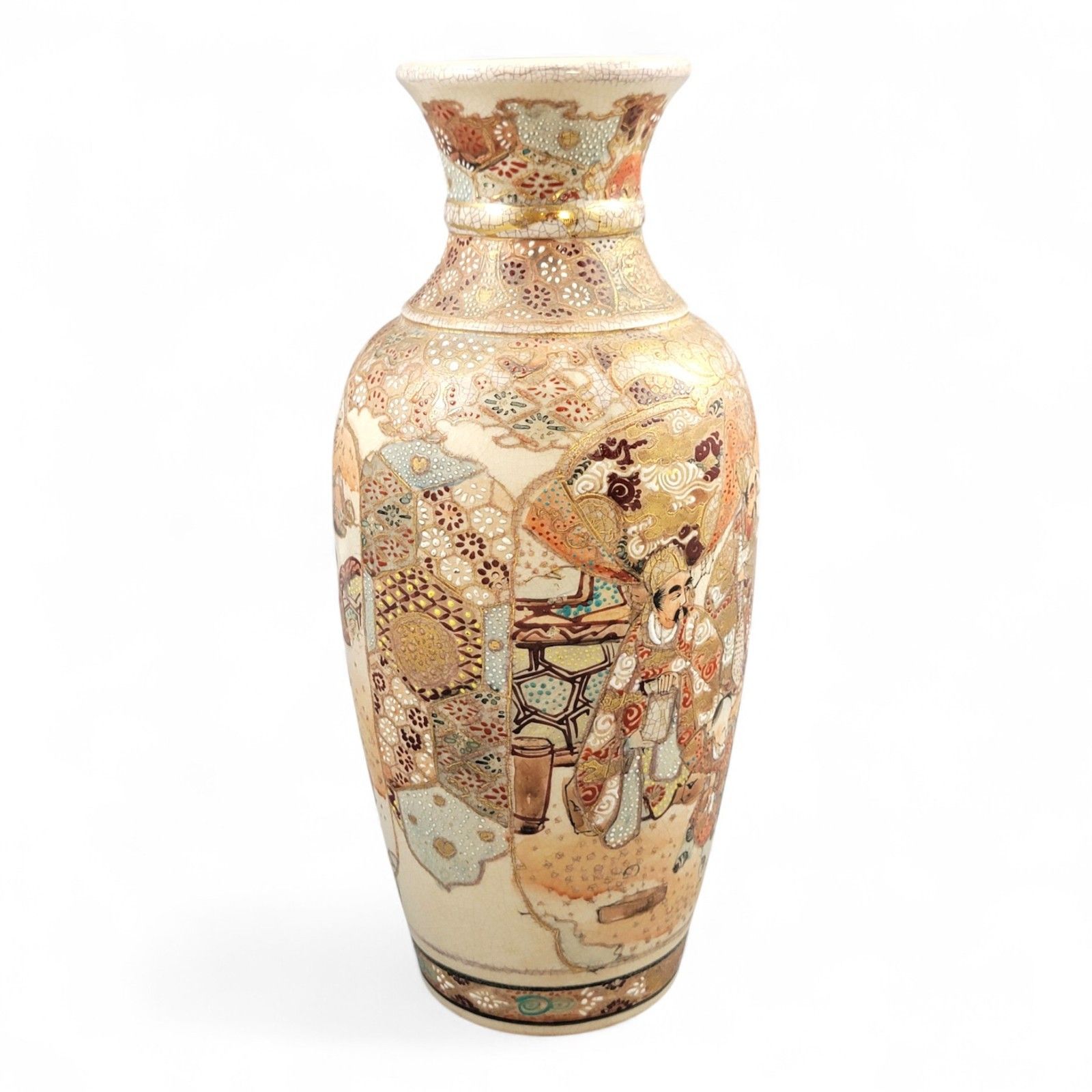 Kyoto Satsuma Vase, Courtly Procession & Karako, Heavy Moriage, C.1890–1910 photo vinterior
