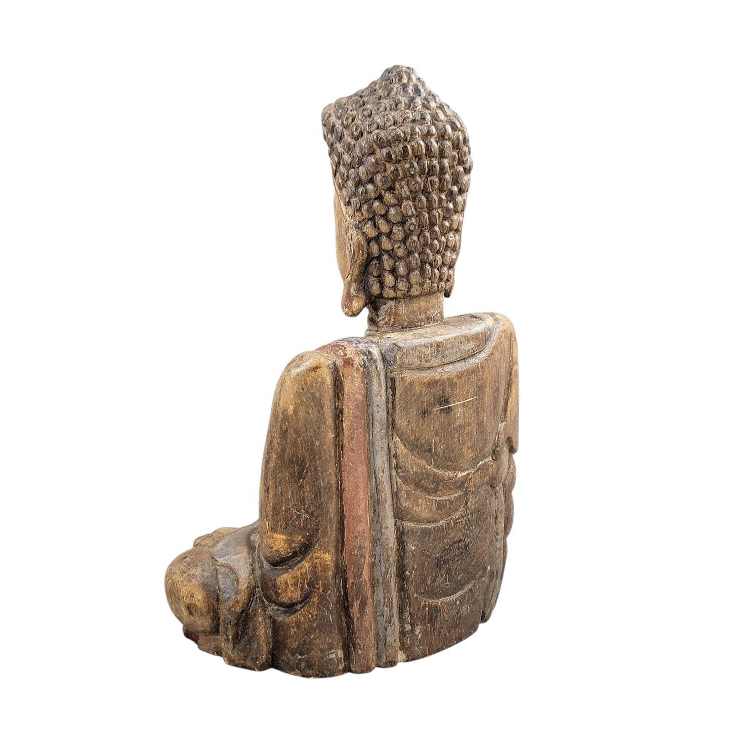 19thc Chinese Temple Wood Buddha, Fine Carving, Candle Aperture photo Home Decor