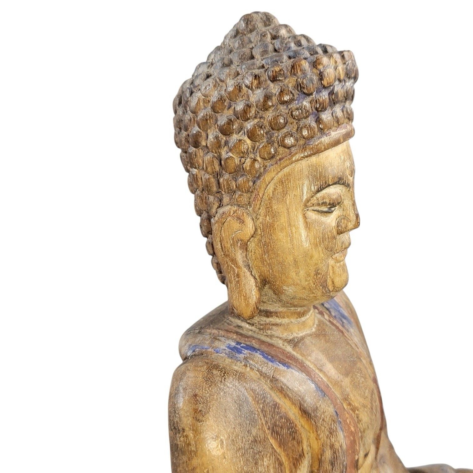 Home Decor 19thc Chinese Temple Wood Buddha, Fine Carving, Candle Aperture photo