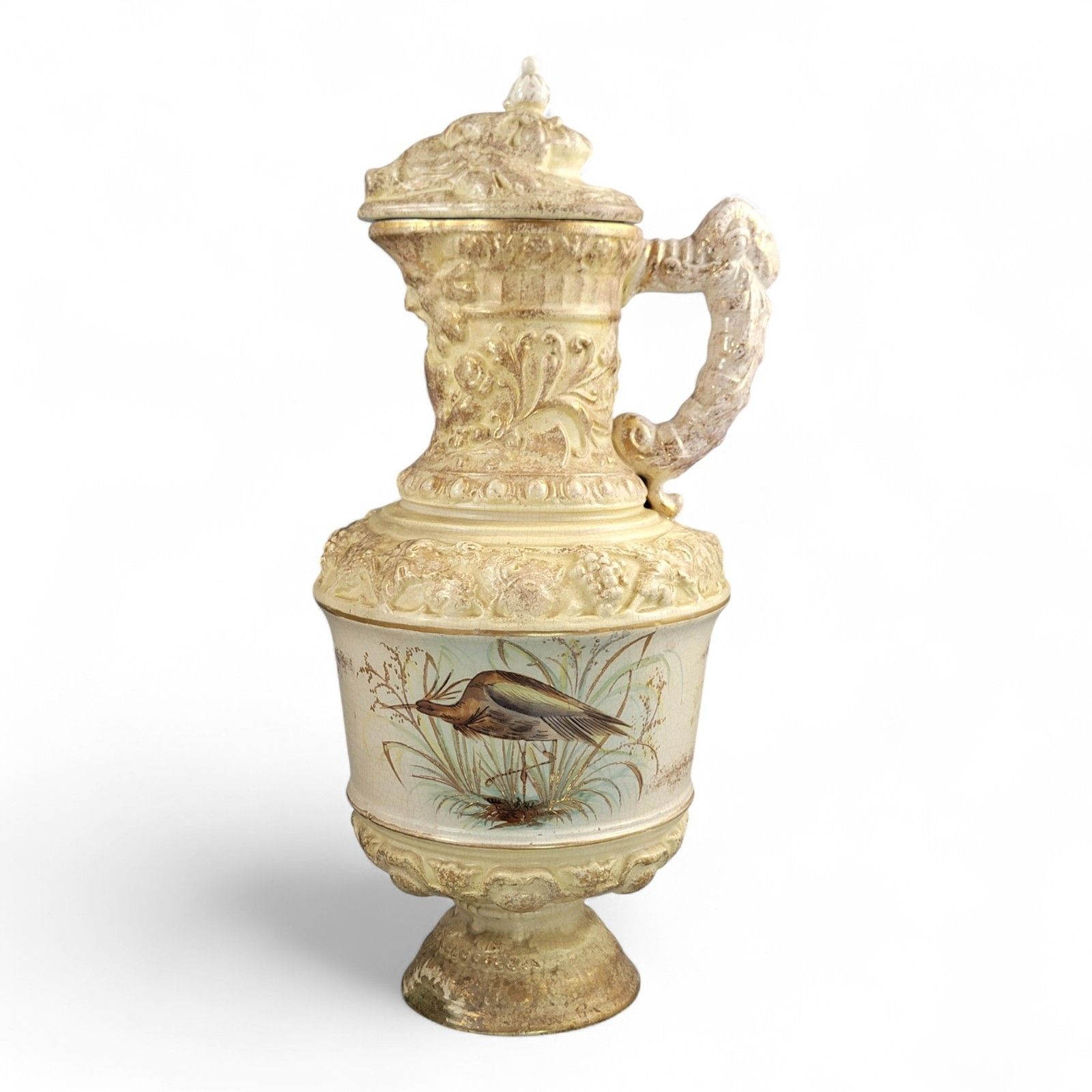 Antique Monumental French Wine Ewer C.1875–95 Choisy Le Roi Or Sarreguemines