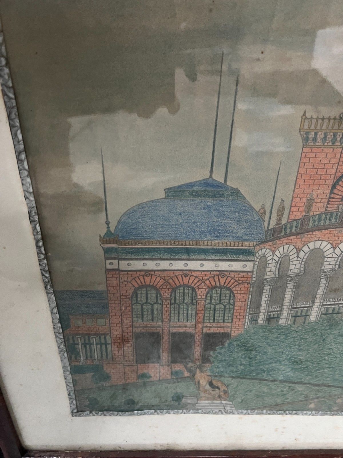 photo furniture Le Trocadéro A Paris Color Drawing Signed And Dated 20th Century