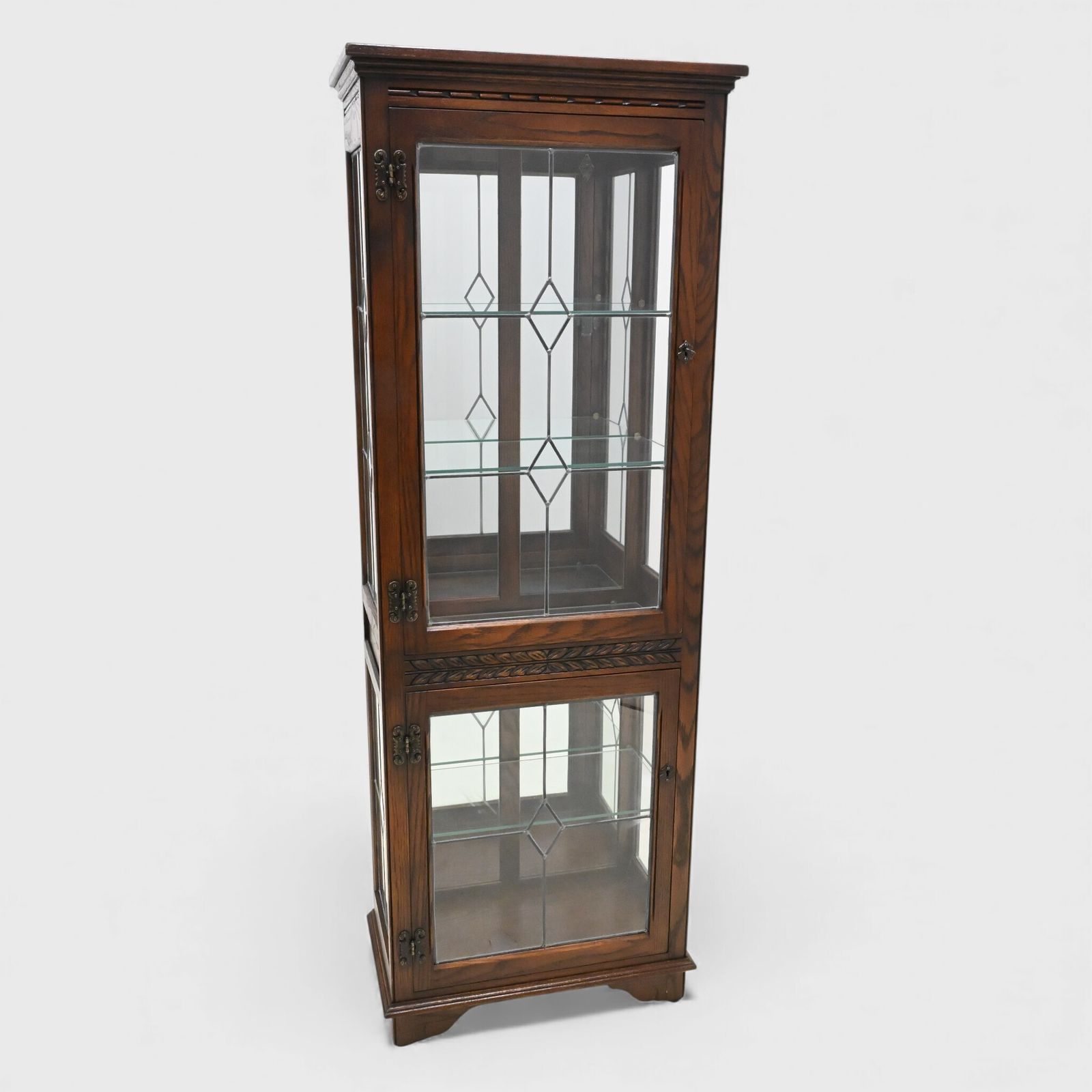 Old Charm Display Cabinet Tudor Brown Top Lighting Exc Free Nationwide Delivery* photo buy