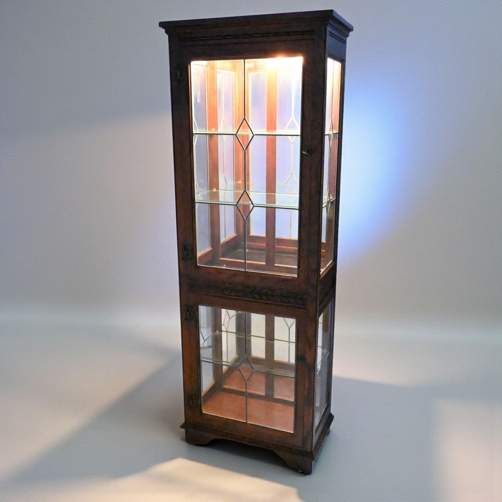 Old Charm Display Cabinet Tudor Brown Top Lighting Exc Free Nationwide Delivery*