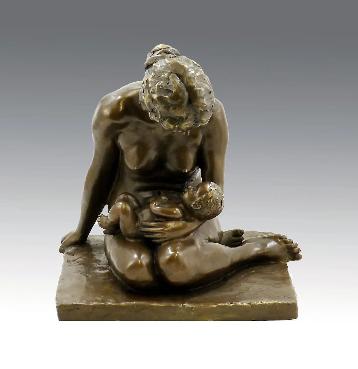 Bronze Sculpture Depicting A Mother And Her Child photo furniture