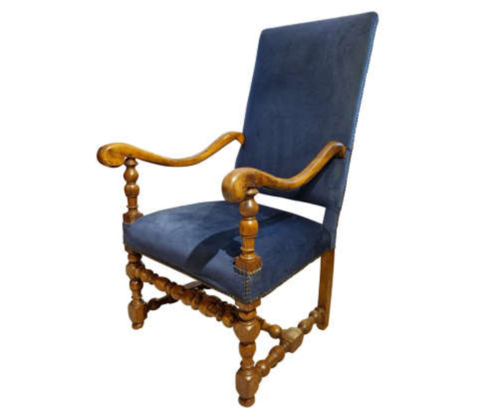 Late 19th Century Walnut Fauteuil With Tall Back In The William & Mary Style photo furniture