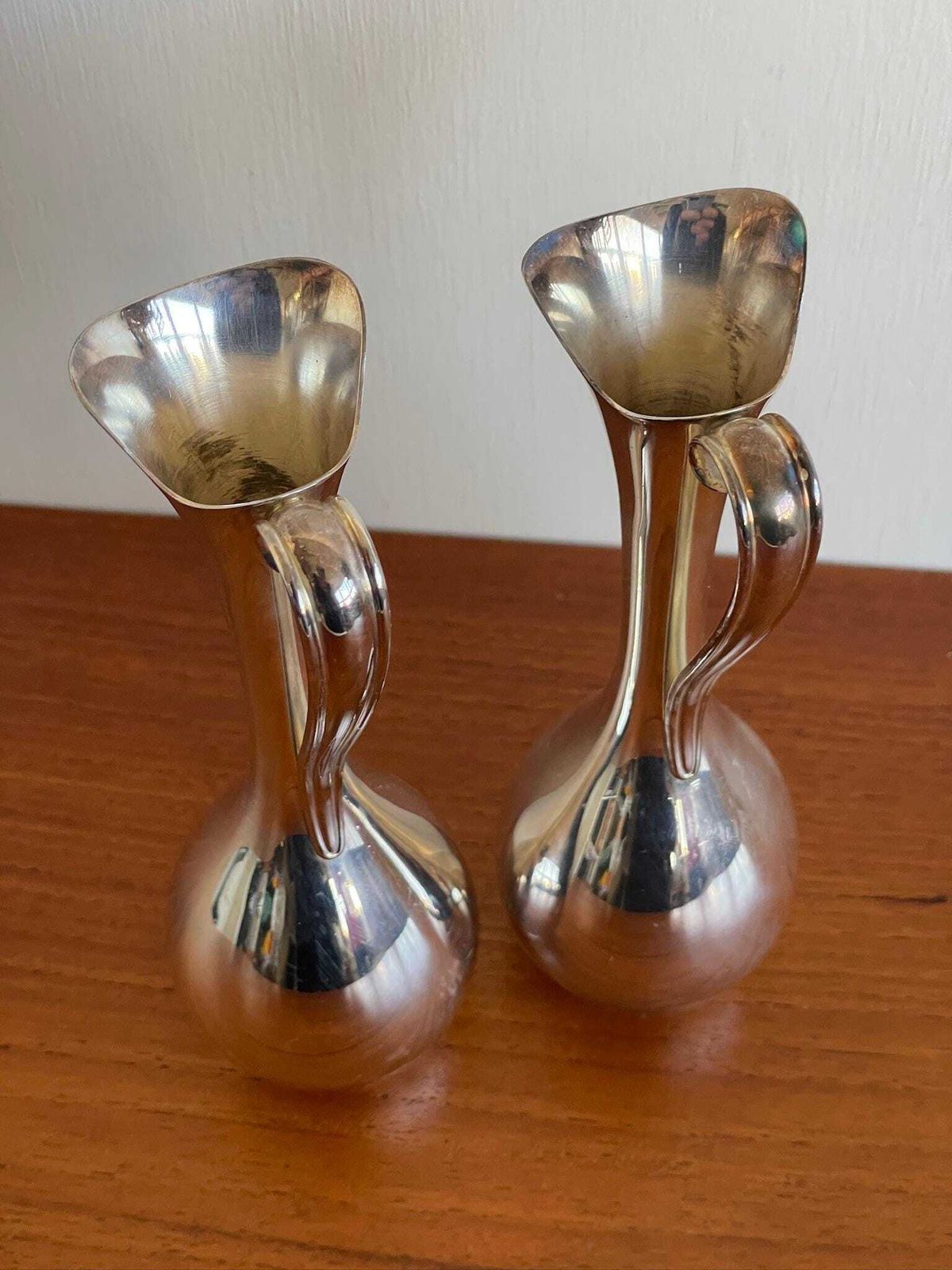 Pair Of Danish Modernist 60s Silver Plated Small Vases Pitcher By Jorgen Steffensen photo buy