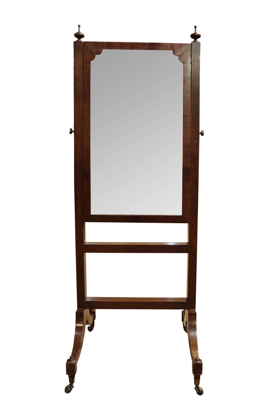 William IV Mahogany Cheval Mirror On Sabre Legs With Brass Sabots And Castors, C.1830