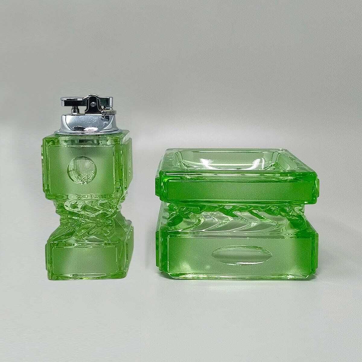 1970s Stunning Green Smoking Set By Antonio Imperatore In Murano Glass. Made In Italy photo furniture