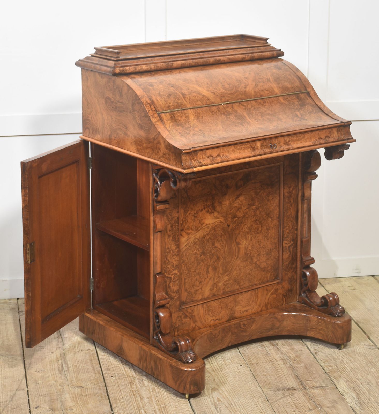 photo furniture Burr Walnut Pop Up Davenport Desk