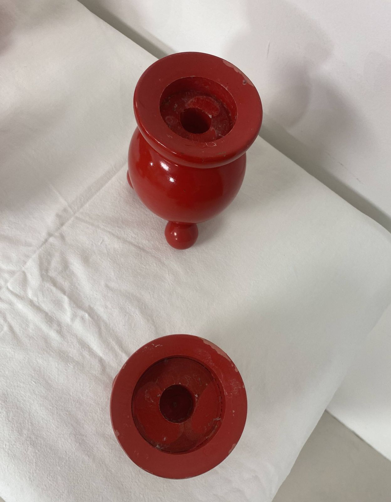 Set Of 4 Swedish Wooden Candlesticks – 1950s photo buy
