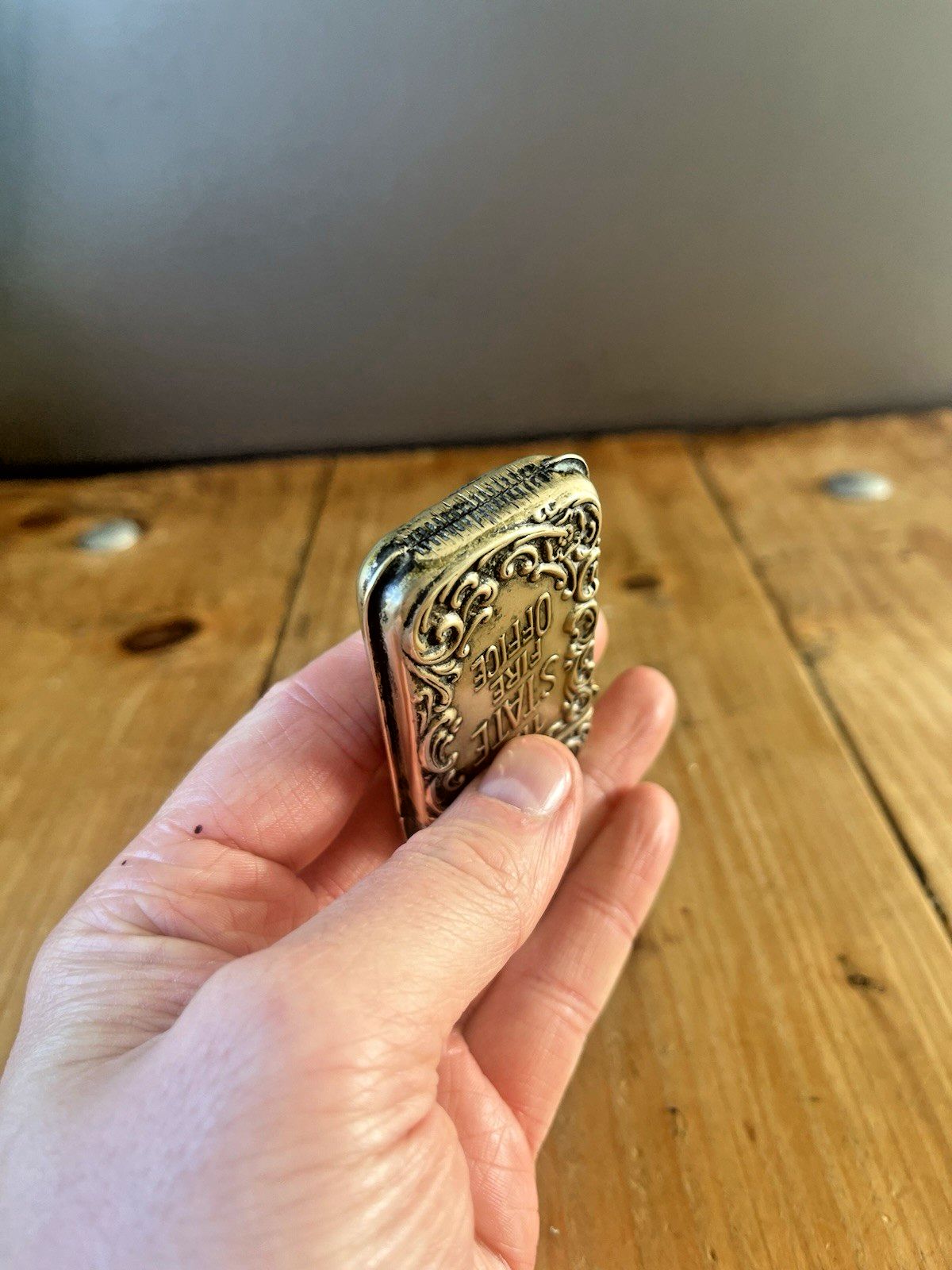 Antique Art Nouveau White Metal The State Fire Office Sf Vesta Case Match Holder photo buy