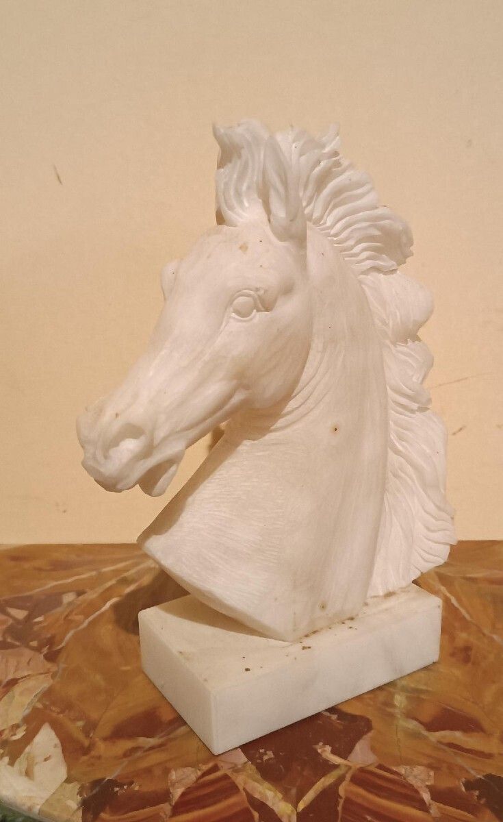 A 1930s Alabaster Sculpture Depicting A Horse photo furniture