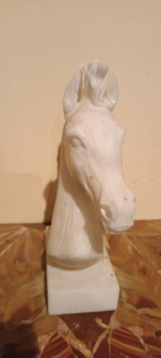 A 1930s Alabaster Sculpture Depicting A Horse photo vintage
