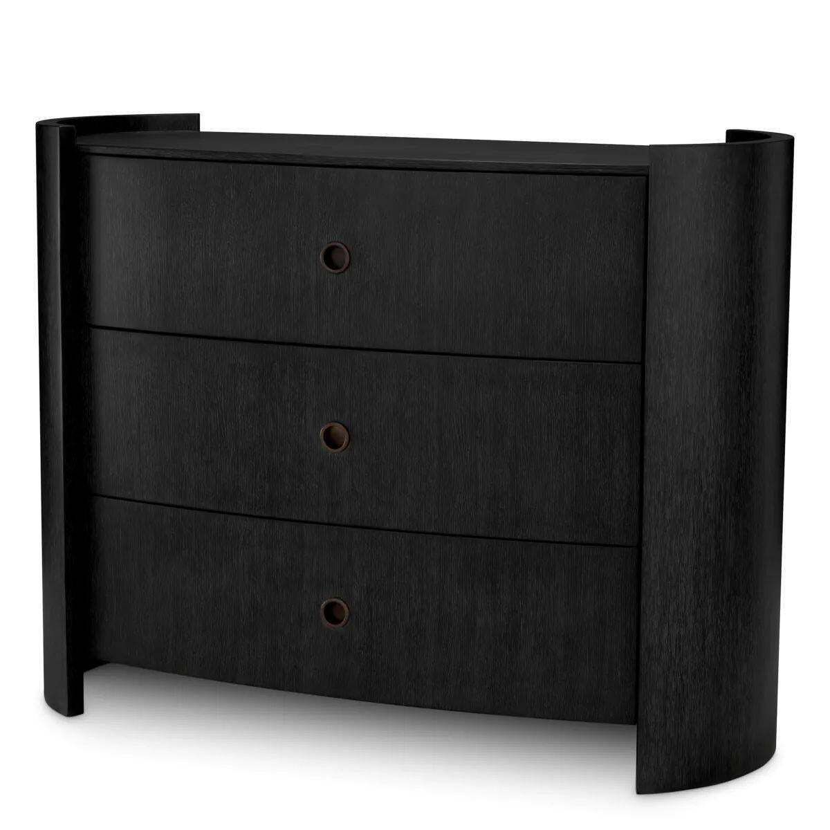 Chest Of Drawers   Anthracite Grey Oak Veneer, Bronze Finish photo furniture