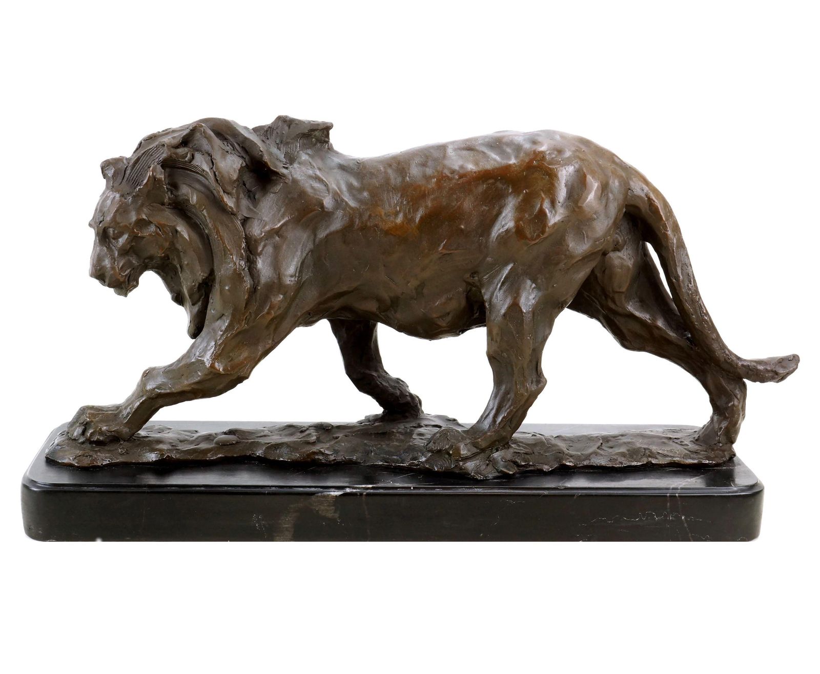Statue Of A Walking Lion In The Style Of Rembrandt Bugatti. Bronze Sculpture. photo 3657.0