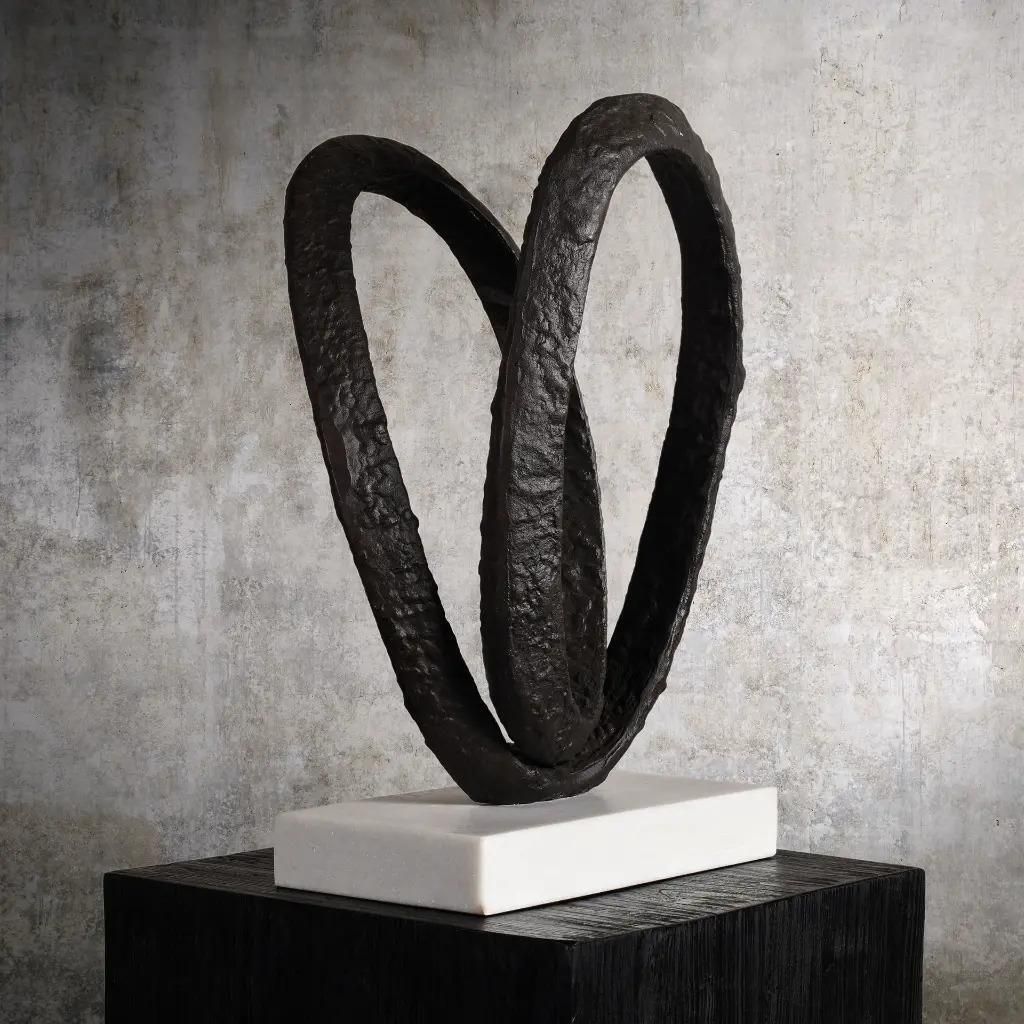 Contemporary Oval Metal Sculpture In A Modern Brutalist Style photo for sale