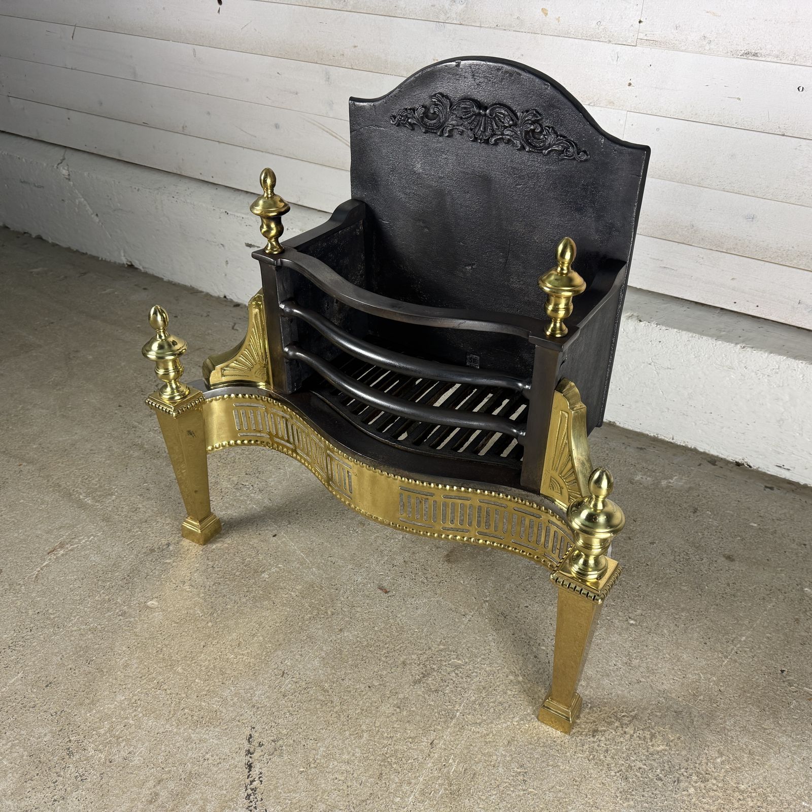 Reclaimed Georgian Style Iron And Brass Fire Basket With Finials photo 795.0