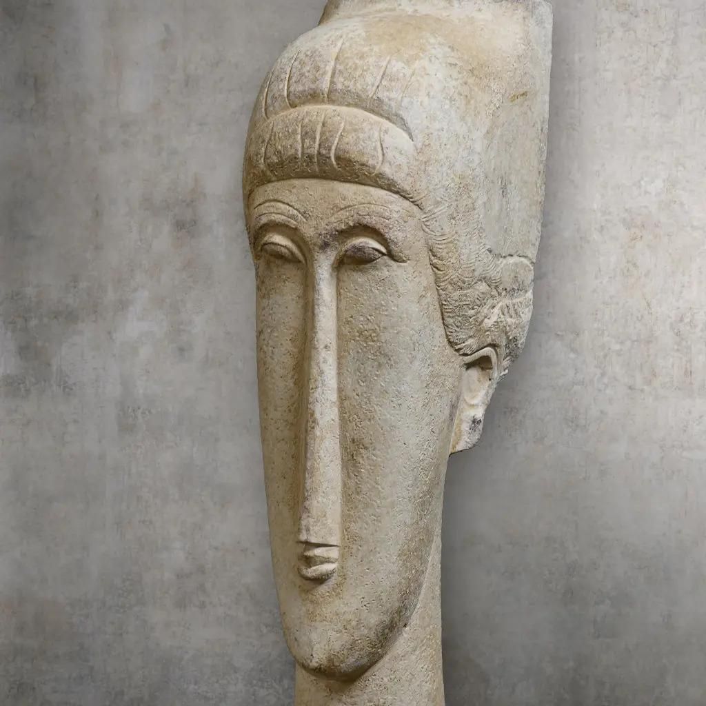 Contemporary White Sculpture, Bust Of A Woman Inspired By Modigliani photo 1444.0