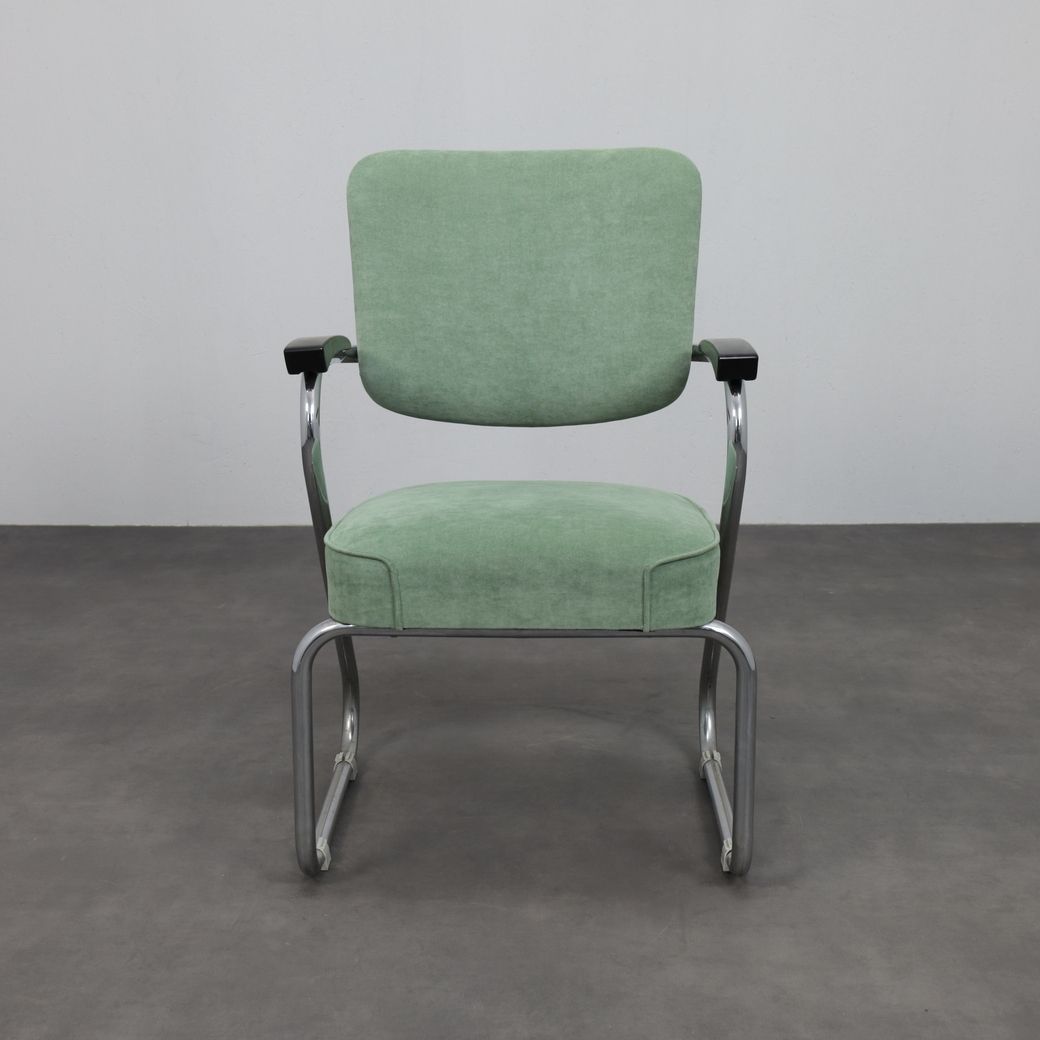 Pair Of Tubular Steel Armchairs By Paul Schuitema For Fana Metaal Netherlands 1950s photo furniture