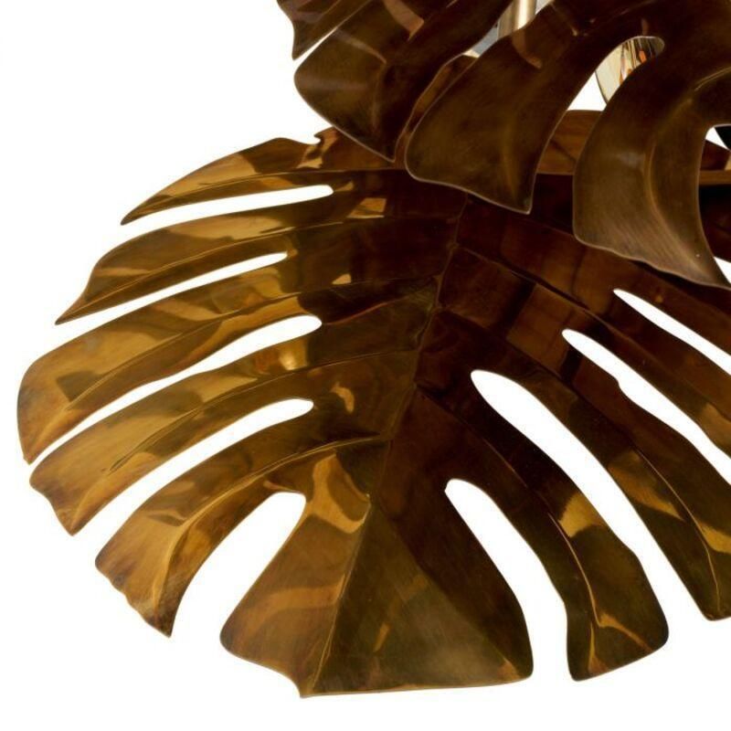 Vintage Brass Tropical Style Chandelier With A Sculptural Leaf Design  1 photo buy