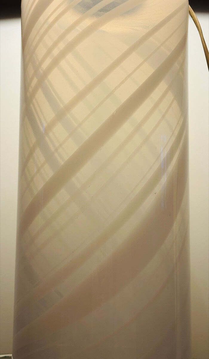 photo vinterior 1980s ‘Misty’ Torben Jorgensen For Holmegaard Cylindrical Opaque Swirled Glass Table Lamp Inc Shade