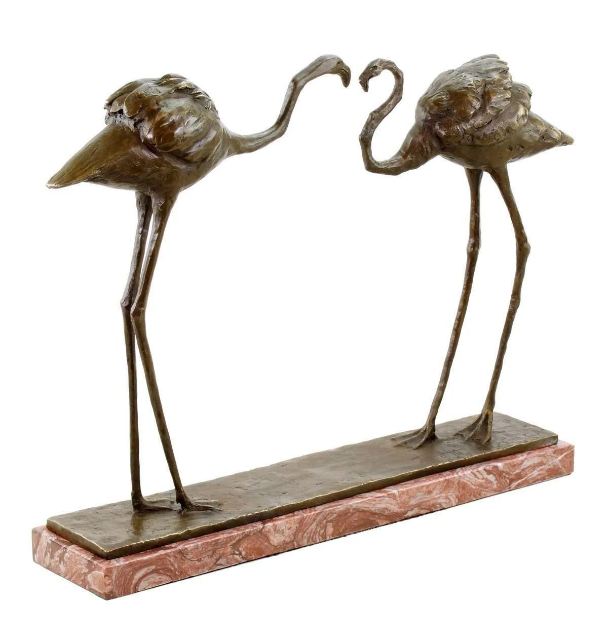Bronze Statue Of Two Pink Flamingos In The Style Of Rembrandt Bugatti photo Art