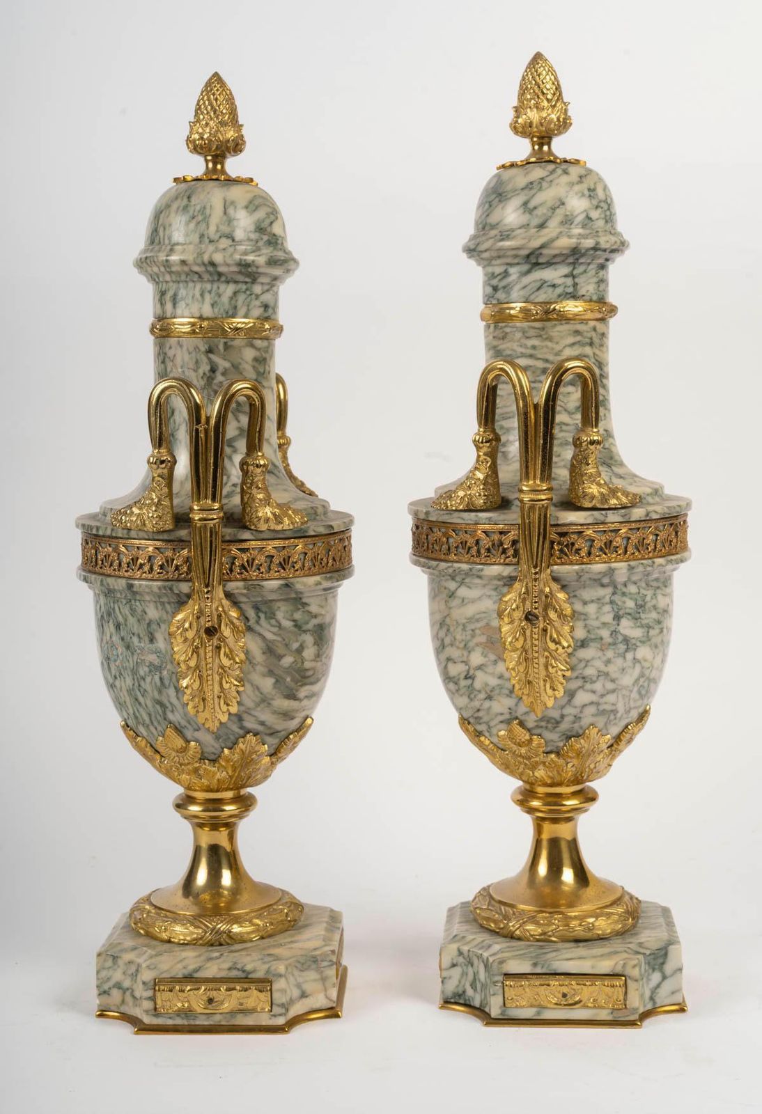 Pair Of Marble And Gilt Bronze Cassolettes, Napoleon III Period. photo vinterior