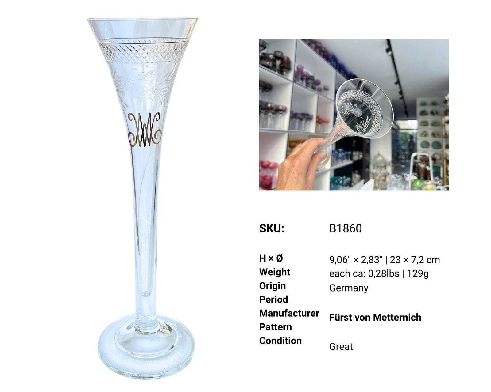 Kristallen Champagnefluiten | 2 Stuks | Handgeslepen | Furst Von Metternich photo buy