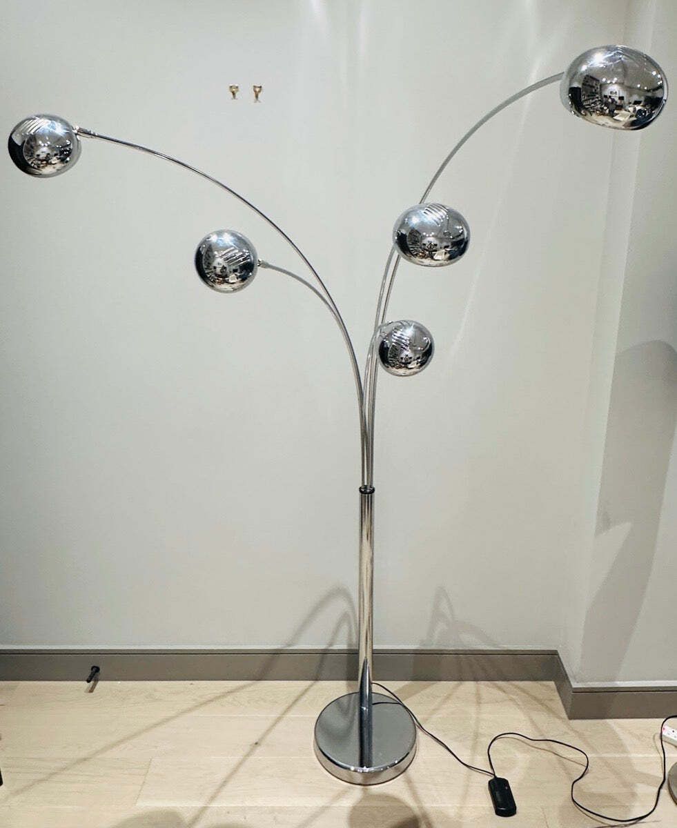 photo buy 1980s German Modernist Christian Koban For Dom Polished 5 Arm Arc Floor Lamp
