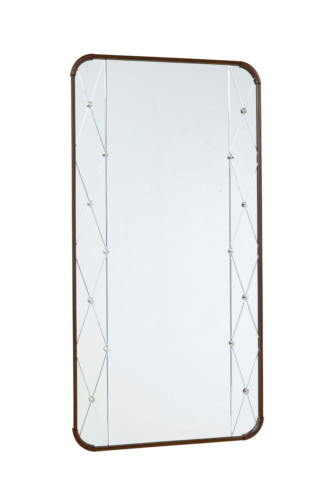 Mid Century Shaped Teak Frame Swedish Harlequin Mirror photo 1595.0