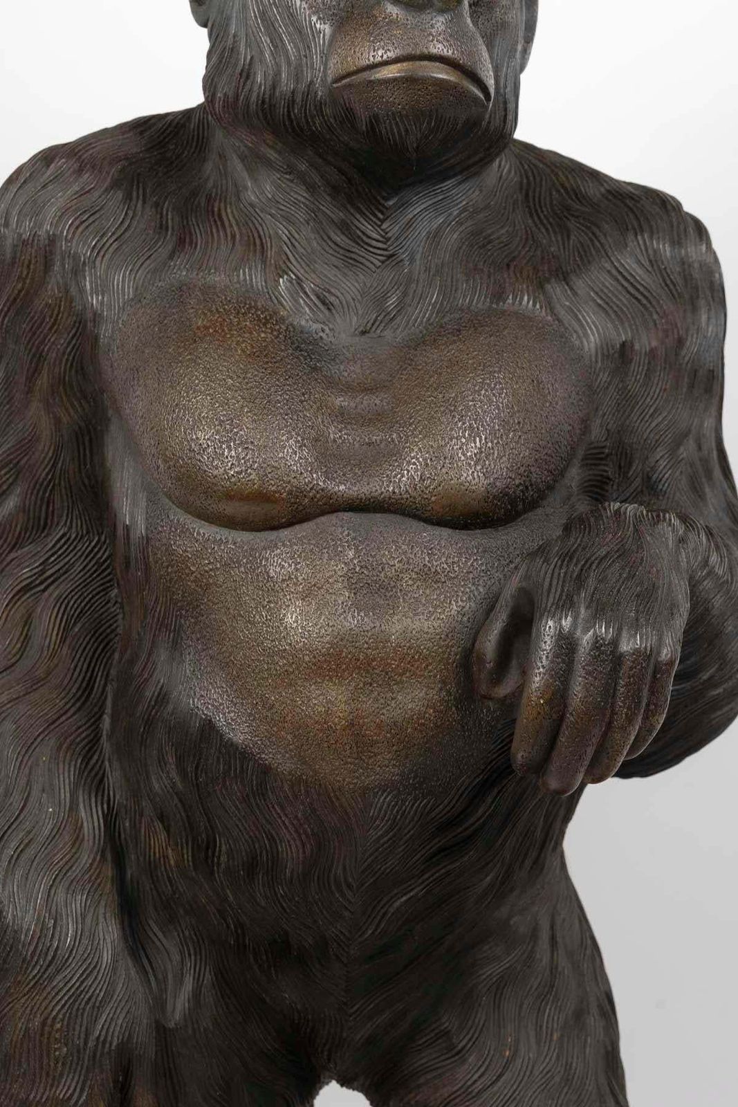 Large Carved Wooden Gorilla Sculpture, 20th Century. photo for sale