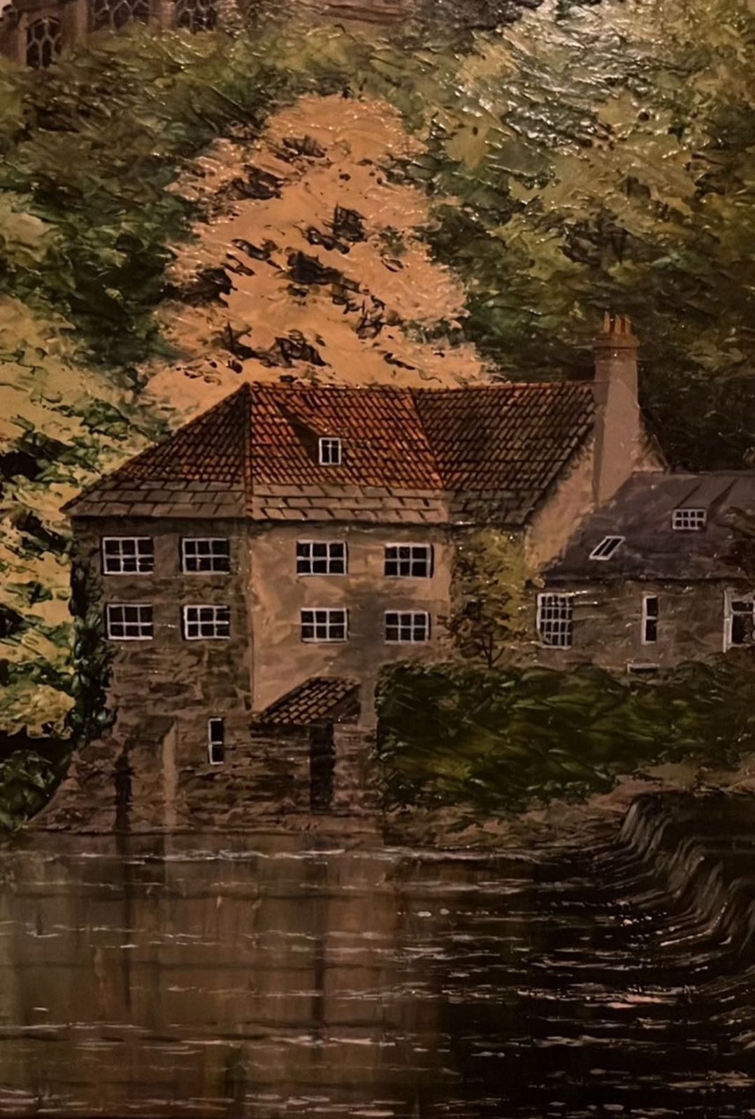 Vintage Oil Painting Of Durham Cathedral & Fulling Mill, J.C. Madgin (1979) photo Art