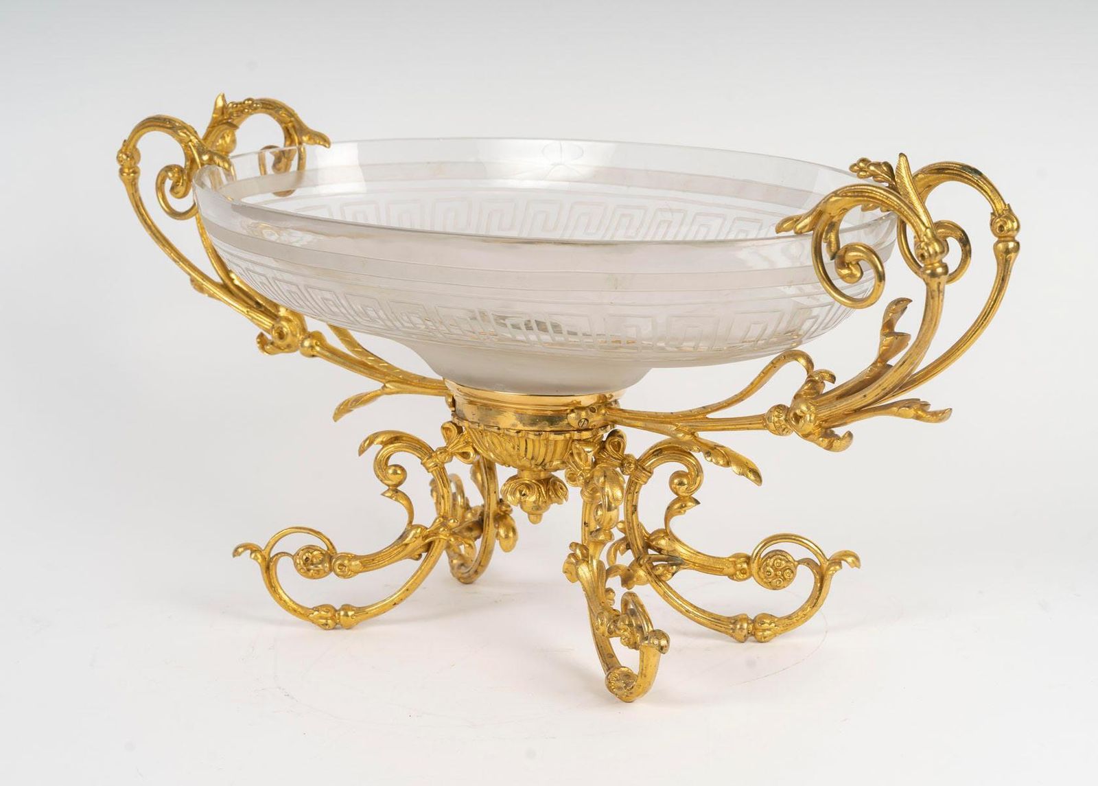 Gilt Bronze And Crystal Bowl, 19th Century, Napoleon III Period. photo vinterior