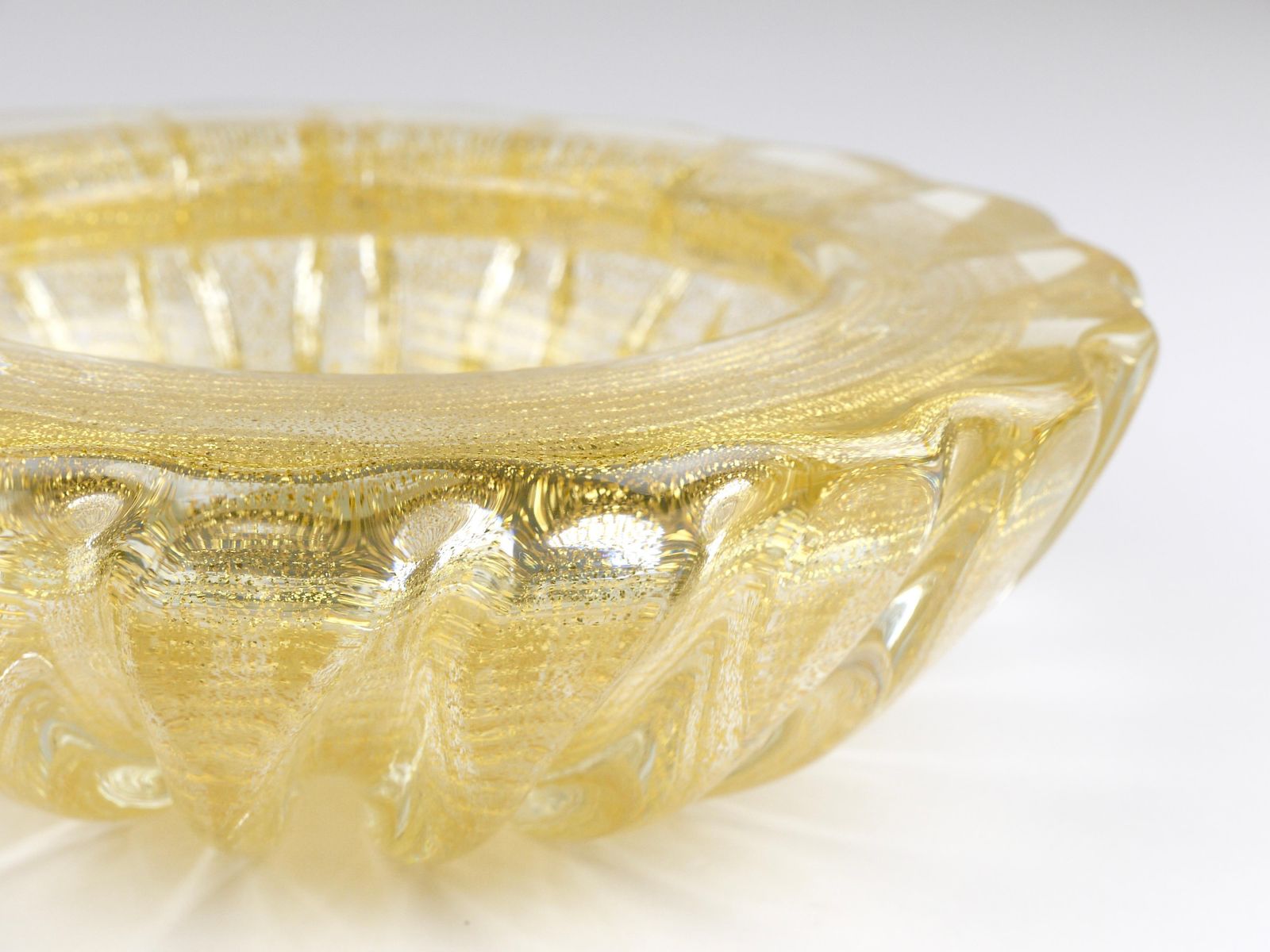 Ercole Barovier & Toso Cordonato D’oro Golden Murano Glass Bowl, Italy, 1960s photo vintage
