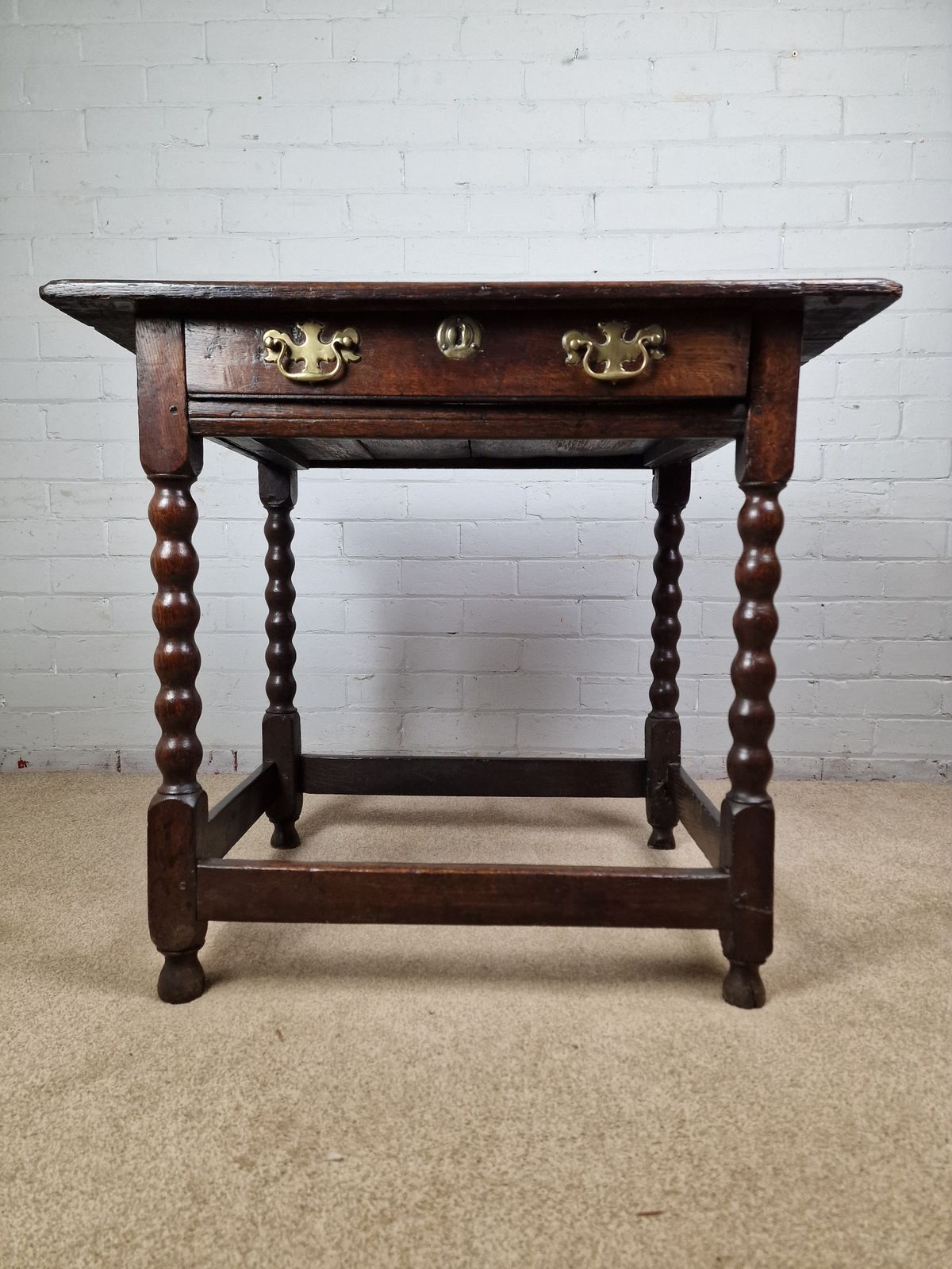 18th Century Oak Bobbin Turned Side Table photo Furniture