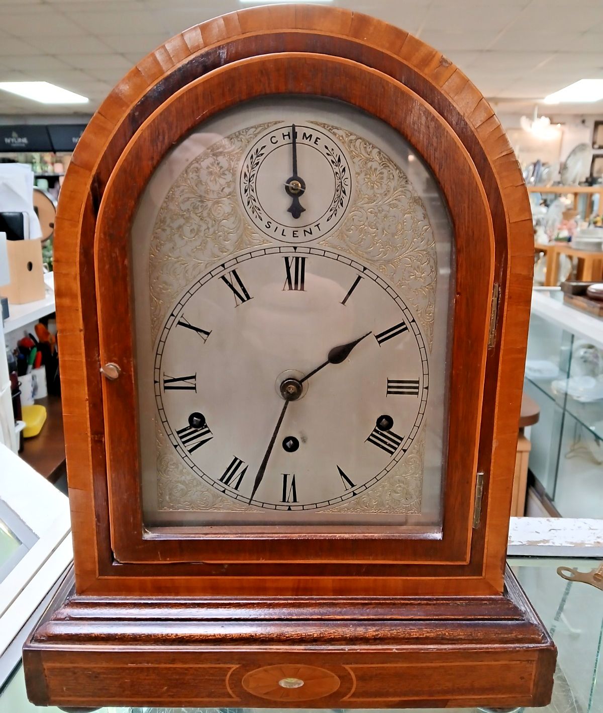 Antique German Kienzle Mantle Clock With 5 Bars Westminster Chime Mahogany Case