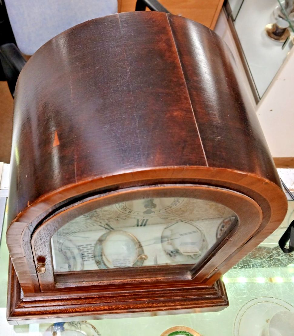 Antique German Kienzle Mantle Clock With 5 Bars Westminster Chime Mahogany Case photo vintage