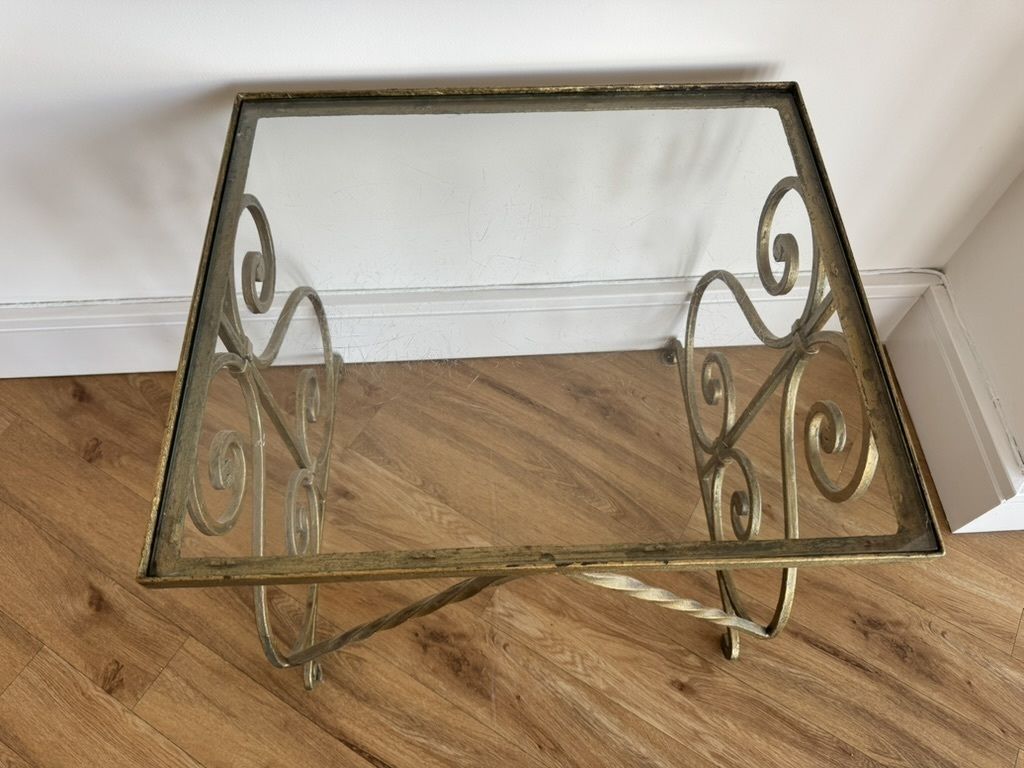 A Pair Of Gilt, Wrought Iron, Glass Top Side Tables photo Furniture